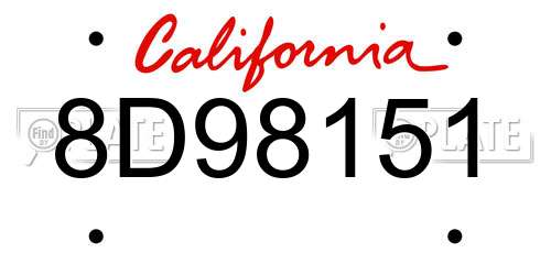 8D98151 California License Plate