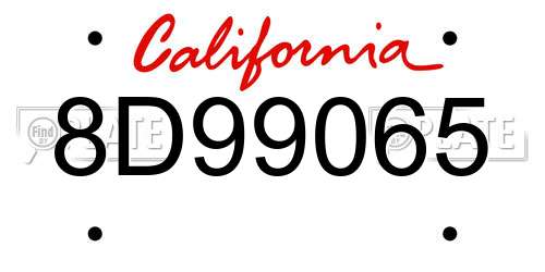 8D99065 California License Plate