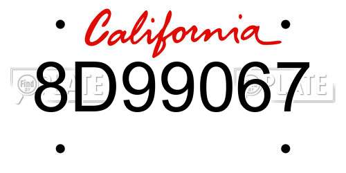 8D99067 California License Plate