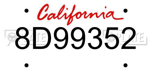8D99352 California License Plate