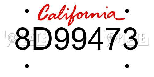 8D99473 California License Plate