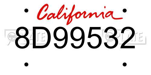 8D99532 California License Plate