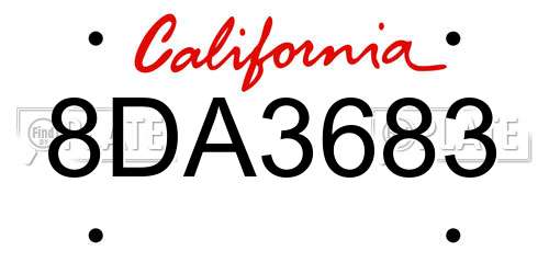 8DA3683 California License Plate