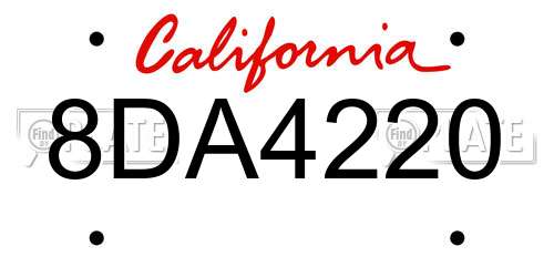 8DA4220 California License Plate