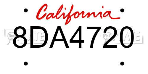 8DA4720 California License Plate