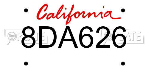 8DA626 California License Plate