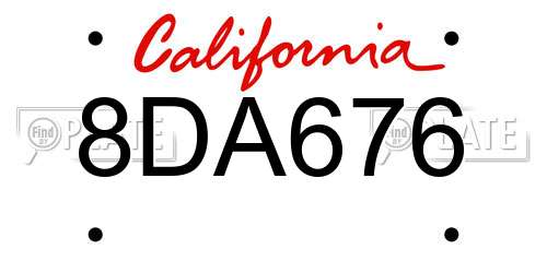 8DA676 California License Plate