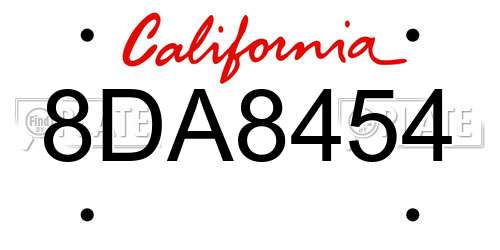 8DA8454 California License Plate
