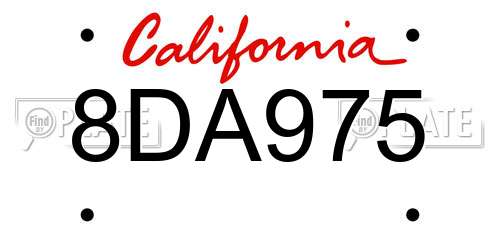 8DA975 California License Plate