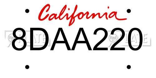 8DAA220 California License Plate