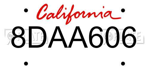 8DAA606 California License Plate