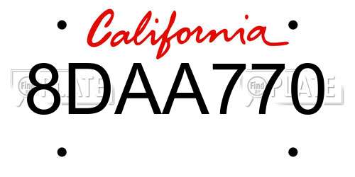 8DAA770 California License Plate