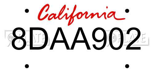 8DAA902 California License Plate