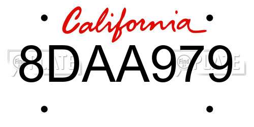 8DAA979 California License Plate