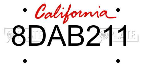 8DAB211 California License Plate