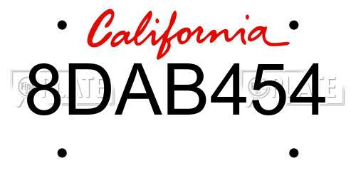 8DAB454 California License Plate