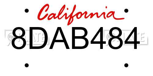 8DAB484 California License Plate