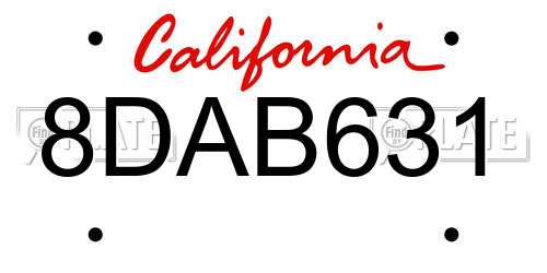 8DAB631 California License Plate