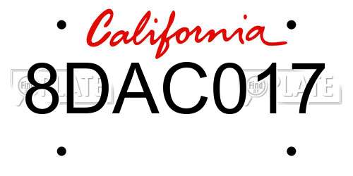 8DAC017 California License Plate