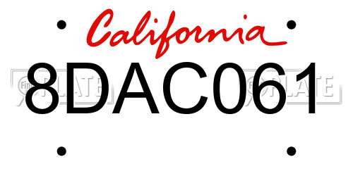 8DAC061 California License Plate