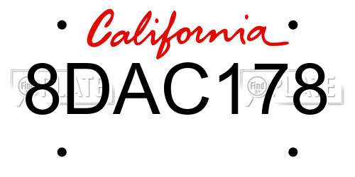 8DAC178 California License Plate