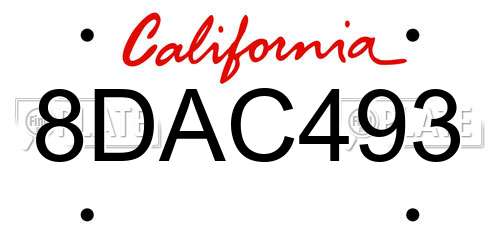 8DAC493 California License Plate