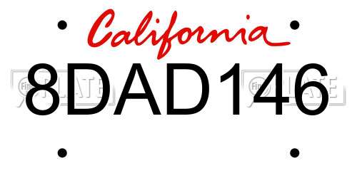 8DAD146 California License Plate
