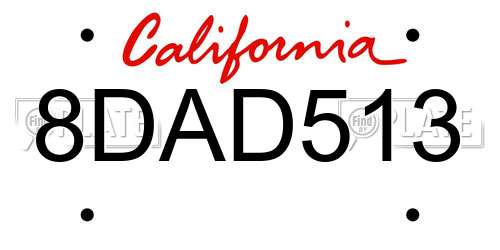 8DAD513 California License Plate