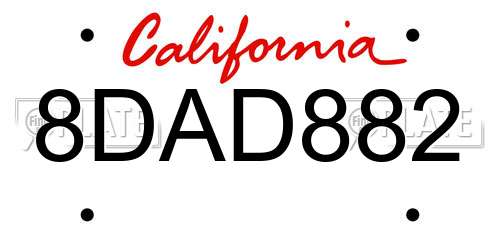 8DAD882 California License Plate