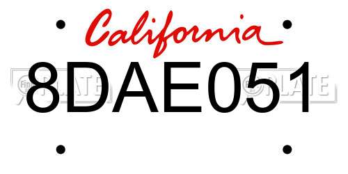 8DAE051 California License Plate