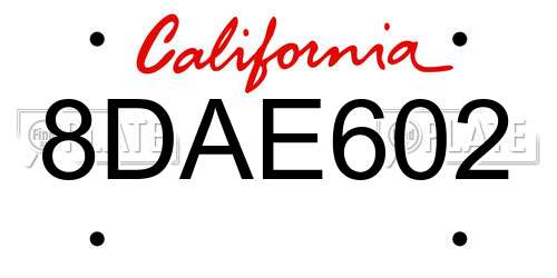 8DAE602 California License Plate