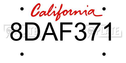 8DAF371 California License Plate