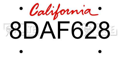 8DAF628 California License Plate