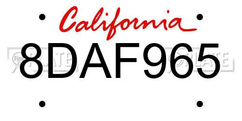 8DAF965 California License Plate