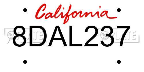 8DAL237 California License Plate