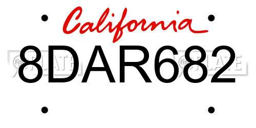 8DAR682 California License Plate