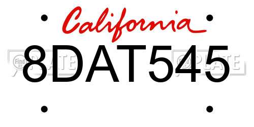 8DAT545 California License Plate