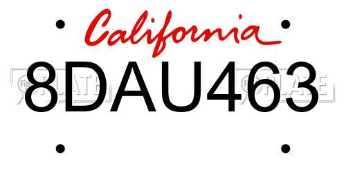 8DAU463 California License Plate