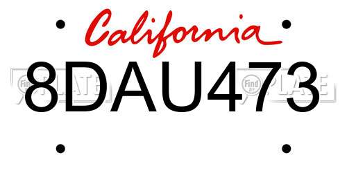 8DAU473 California License Plate