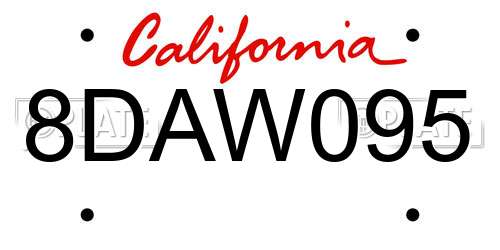 8DAW095 California License Plate