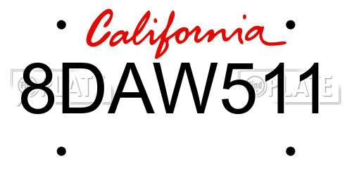 8DAW511 California License Plate