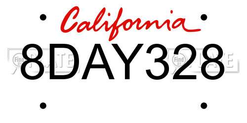 8DAY328 California License Plate