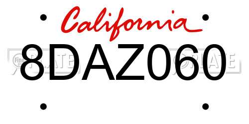 8DAZ060 California License Plate