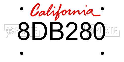 8DB280 California License Plate