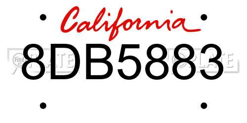 8DB5883 California License Plate