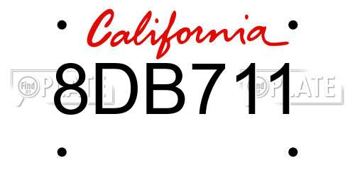 8DB711 California License Plate