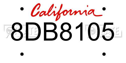 8DB8105 California License Plate
