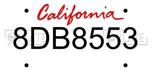 8DB8553 California License Plate