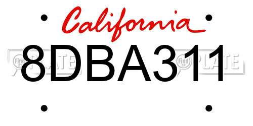 8DBA311 California License Plate