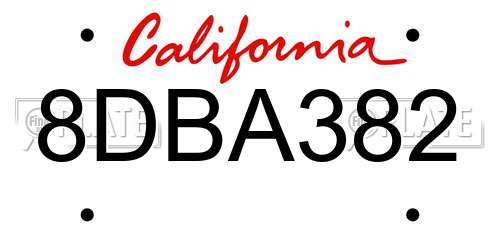 8DBA382 California License Plate